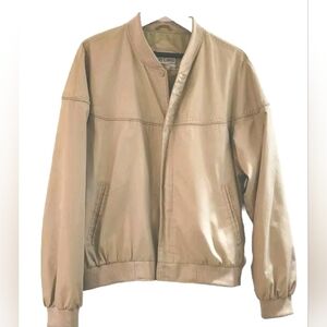 TRUE VINTAGE 80s Guy Loren TAN KHAKI Canvas BOMBER JACKET HIPSTER Size XL